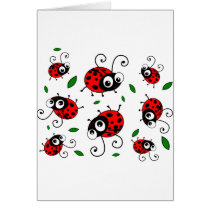 Cartoon ladybugs pattern cards