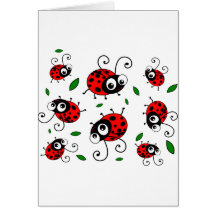 Cartoon ladybugs pattern cards