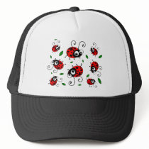 Cartoon ladybugs pattern trucker hats
