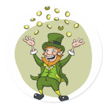 Cartoon Leprechaun Round Stickers