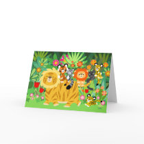 Cartoon Liger and Friends Greeting Card