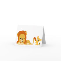 Cartoon Lion Dad and Cub notecard