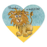 Cartoon Lion  Heart Thank You Sticker