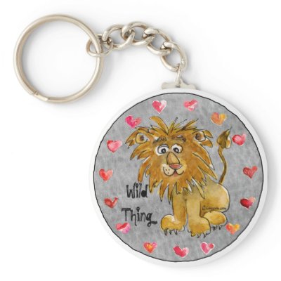 Cartoon Lion Hearts Colour/Text Custom Keychains by zooogle