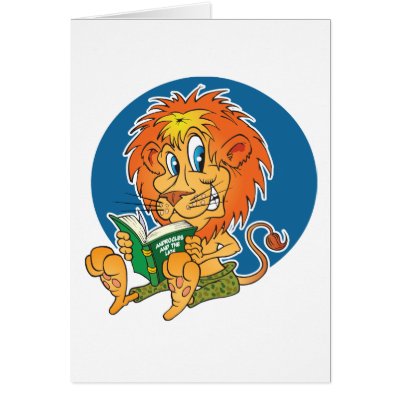 Cartoon Lion Reading by wizardofdraws