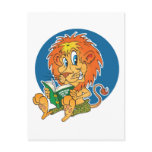 Cartoon Lion Reading postcards