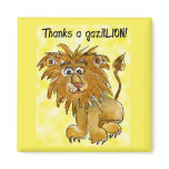 Cartoon Lion Thank You Magnet Yellow