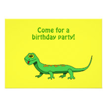 Cartoon Lizard Kids Reptile Birthday Invitations