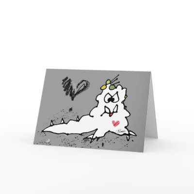 Cartoon Love Slug Monster Greeting Cards by monsterzoo