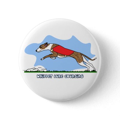 Cartoon Lure Coursing Whippet Pinback Buttons by MenagerieMayhem