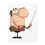 cartoon male teacher character post card