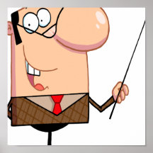 cartoon male teacher character print