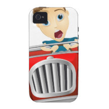 Cartoon man driving fast car Case-Mate iPhone 4 covers