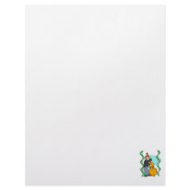Cartoon man playing upright bass by backdrop customized letterhead