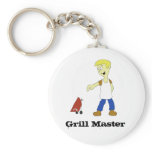 Cartoon Man With BBQ Grill Key Chains