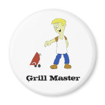Cartoon Man With BBQ Grill Magnets