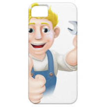 Cartoon mechanic or plumber with wrench iPhone 5 cover
