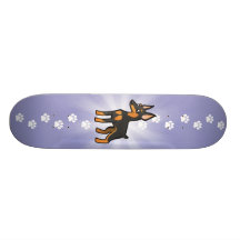 Cartoon Miniature Pinscher / Manchester Terrier Skate Board