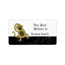 Cartoon Monkey Bookplate Address Label