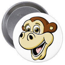 Cartoon Monkey Pinback Buttons