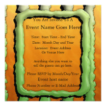 Cartoon Monster Stripes Custom Invitation