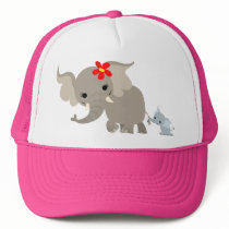 Cartoon Mother Elephant and Calf Hat