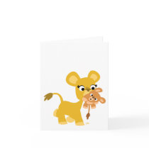 Cartoon Mother Lion and Cub notecard