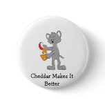 Cartoon Mouse Pouring Melted Cheedar Cheese Pinback Buttons