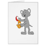 Cartoon Mouse Pouring Melted Cheedar Cheese Greeting Cards