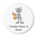 Cartoon Mouse Pouring Melted Cheedar Cheese Magnets