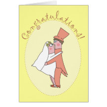 Cartoon Newlyweds Congratulations Wedding Cards