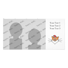 Cartoon of a Cat in a Santa Hat and Beard. Photo Cards