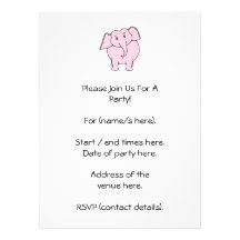 Cartoon of a Pink Elephant Announcements