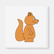 Cartoon of a Red Squirrel Refrigerator Magnet