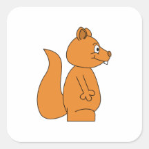 Cartoon of a Red Squirrel Square Sticker