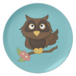 Cartoon Owl (brown) Party Plate