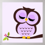 Cartoon Owl Children's Wall Art Print