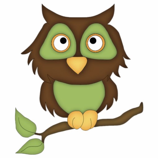 Cartoon Owl (green) Acrylic Cut Outs