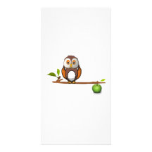 Cartoon Owl on Branch Photo Greeting Card
