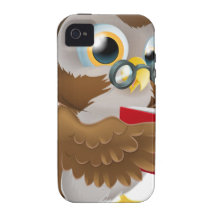Cartoon Owl Reading a Book iPhone 4 Cases