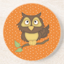 Cartoon Owl (tan) Beverage Coaster