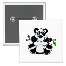 Cartoon Panda Pinback Buttons