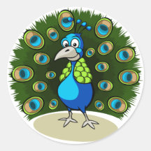 Cartoon Peacock Round Sticker