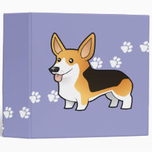 Cartoon Pembroke Welsh Corgi Binder