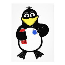 Cartoon penguin custom announcements