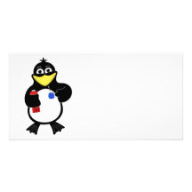 Cartoon penguin custom photo card