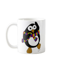 Cartoon Penguin wearing a scarf. Mug