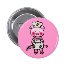 Cartoon pink pig chef