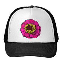 Cartoon Pink Zinnia Trucker Hat
