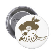 Cartoon Pirate Octopus Button